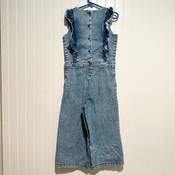 Janie Jack Denim Ruffled Jumpsuit Girls 7 - Picture 7 of 7